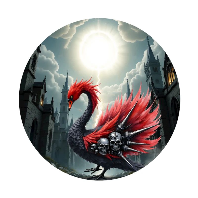 Gothic phoenix with skulls