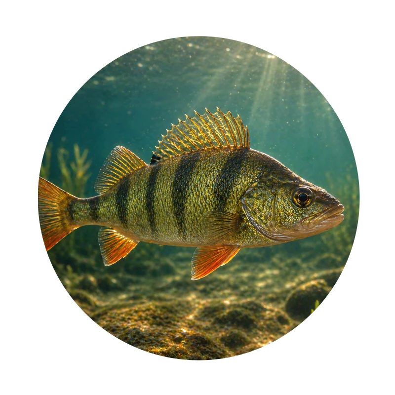 Perch in sunlight underwater