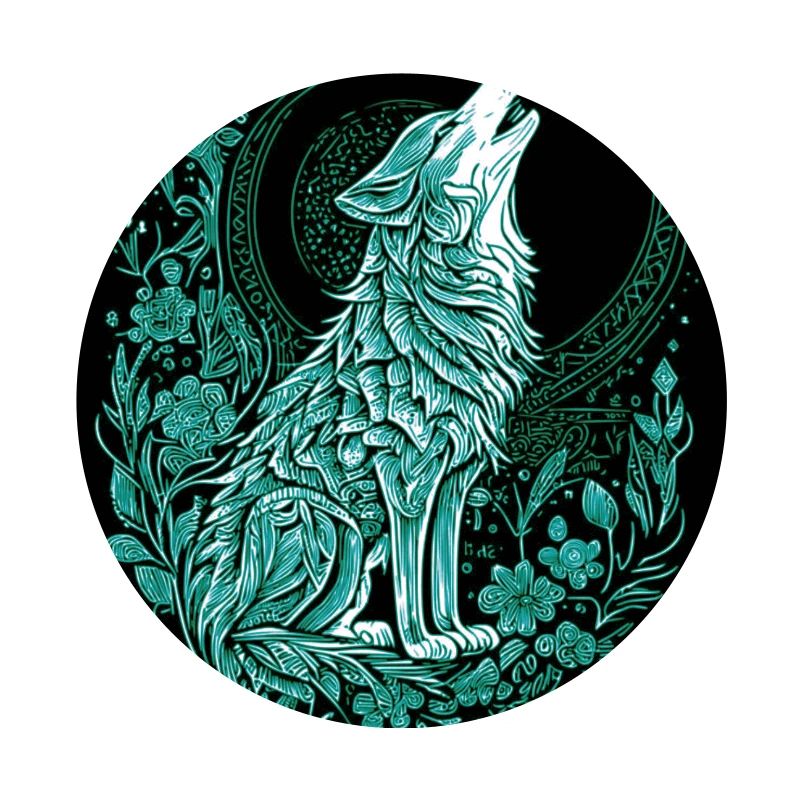 Mondwolf Linienstil mit Flora