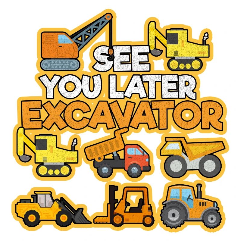 Excavator Construction Site Construction Worker Construction Truck I Gift