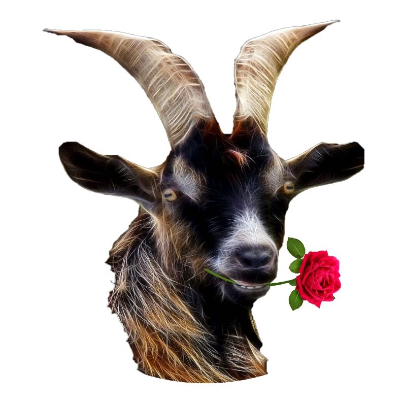 Romantic goat with a rose