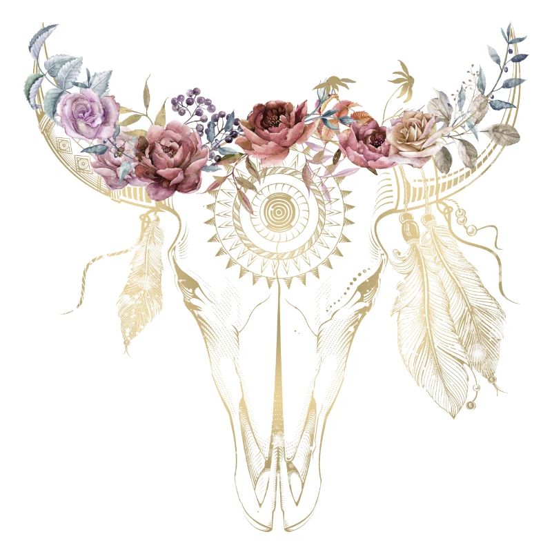 Boho / Fleurs / Crâne / Conception