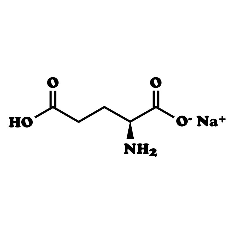 Formule chimique de la molécule de glutamate monosodique MSG