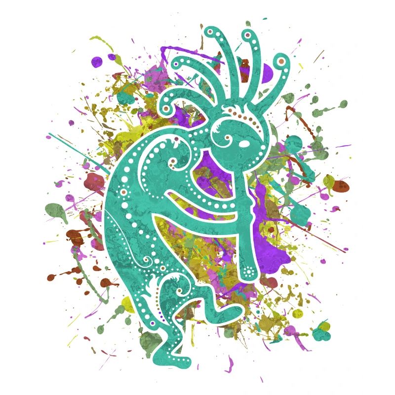 Amérindiens Kokopelli - Éclaboussures colorées 2