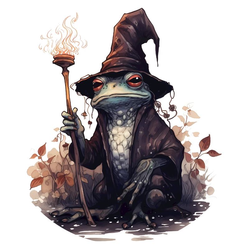 Magic frog with magic hat and magic wand