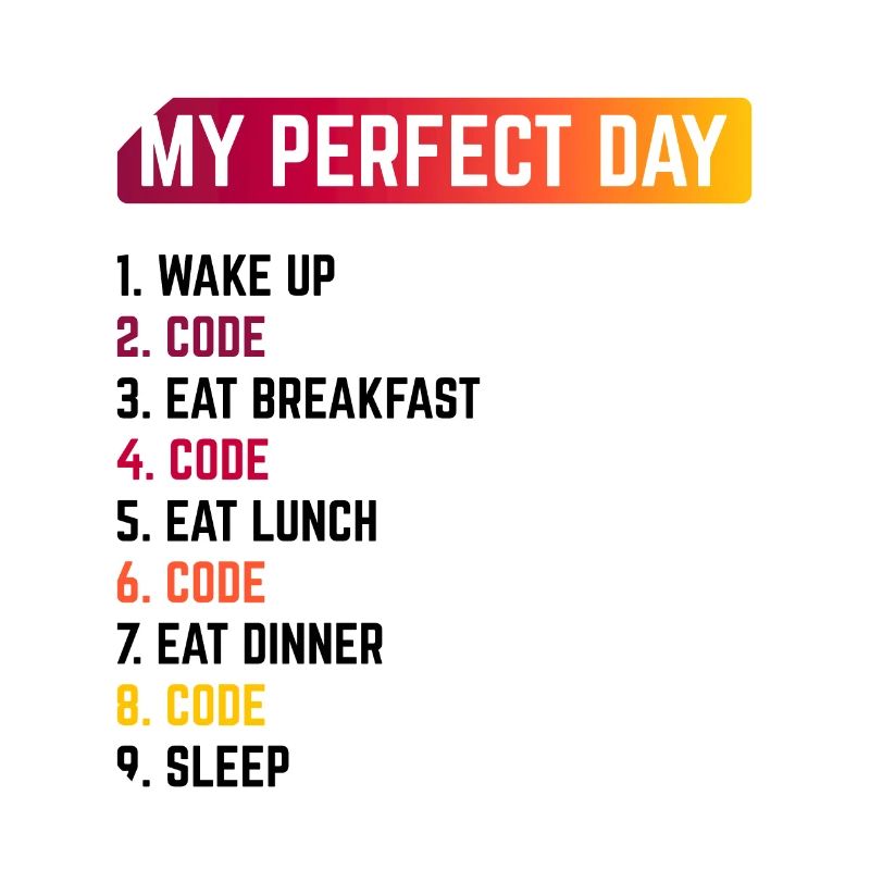 My Perfect Day Wake Up Code Software Developer Pro