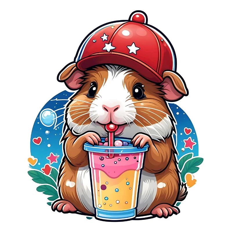 Cochon d’Inde mignon dégustant de la limonade