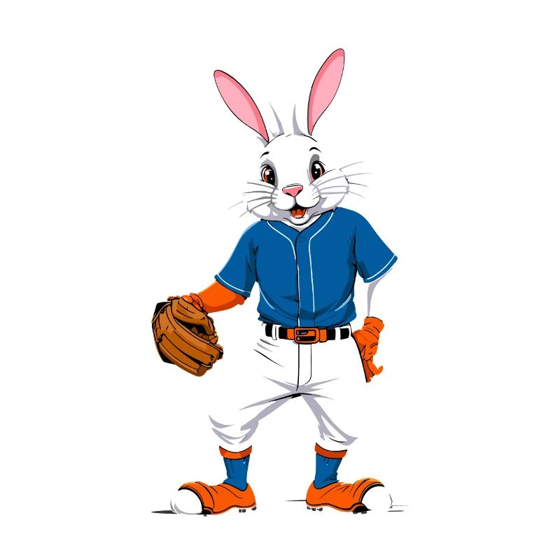 Baseball Player Easter Bunny Funny Design