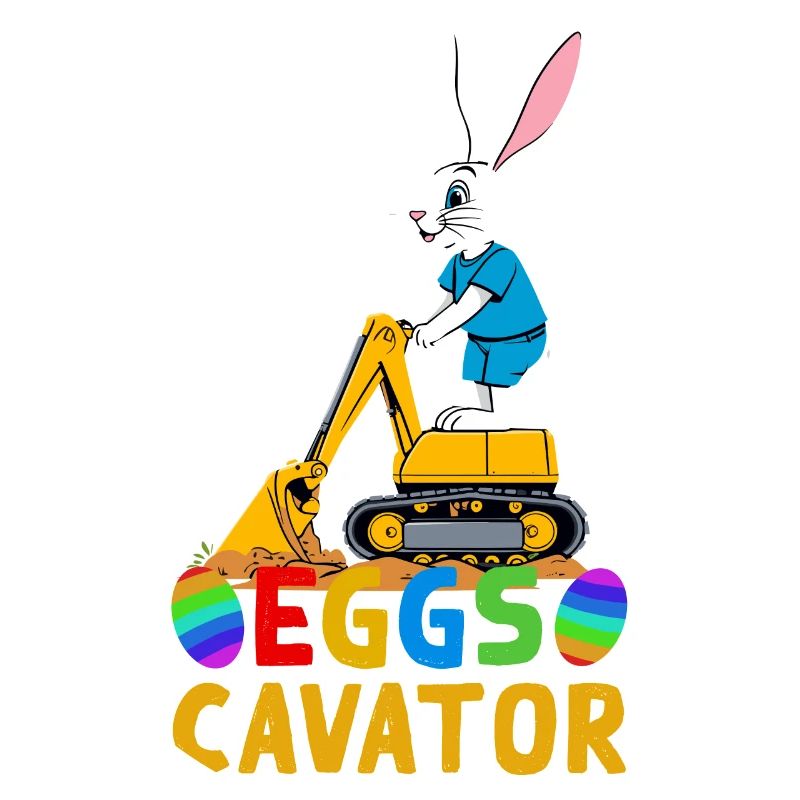 Funny Easter Saying Easter Bunny Excavator Driver