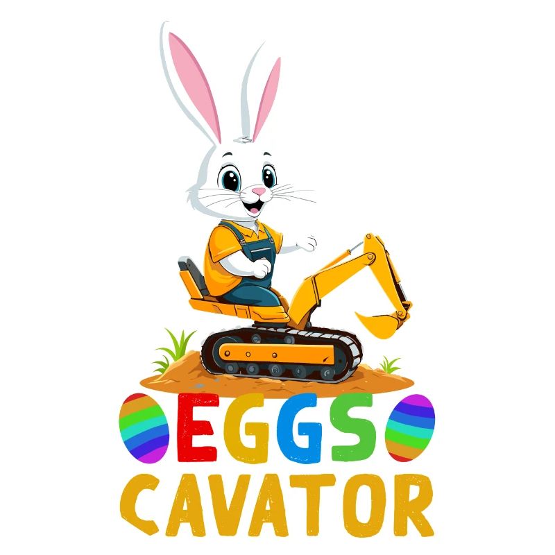 Funny Easter Saying Easter Bunny Excavator Driver