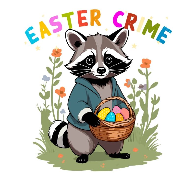 Funny Raccoon Easter Bunnies & Easter Eggs Design