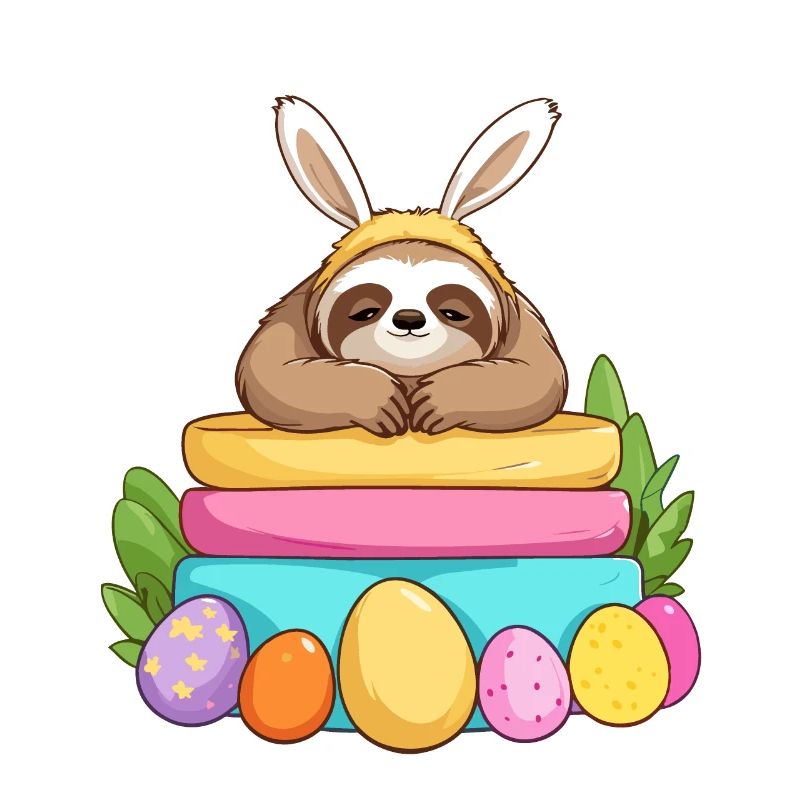 Funny Sloth Easter Bunny Iconic Easter