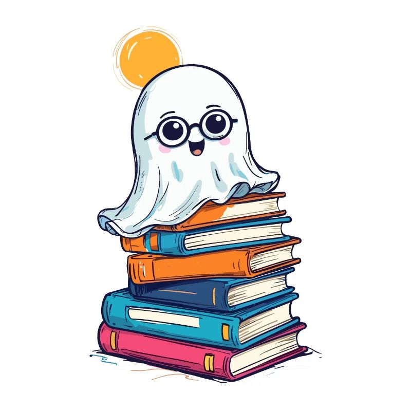 Reading Halloween Ghost Book Lover Style