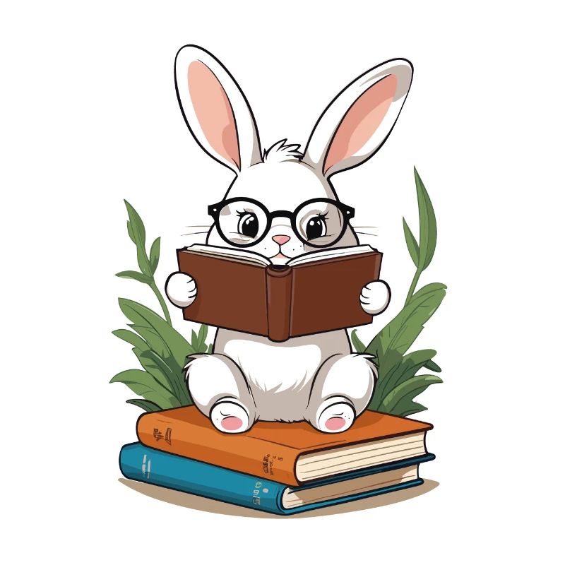 Lapin de lecture Lapin de style rat de bibliothèque enthousiaste