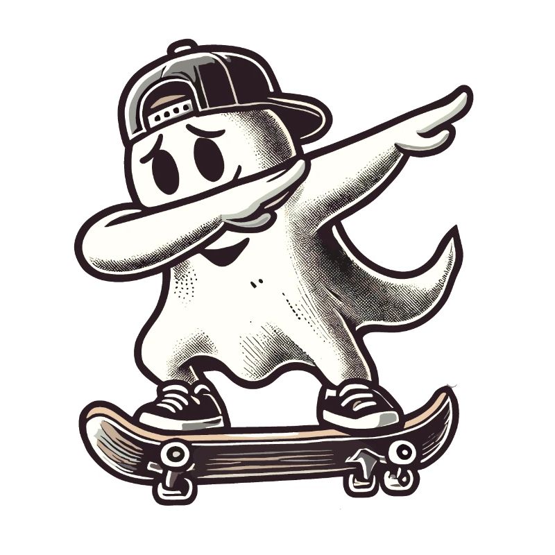 Skateboaring Dabbing Ghost Skateboard Dab