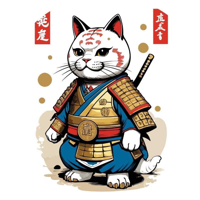 Samurai Katze im Ästhetischen Japan Stil