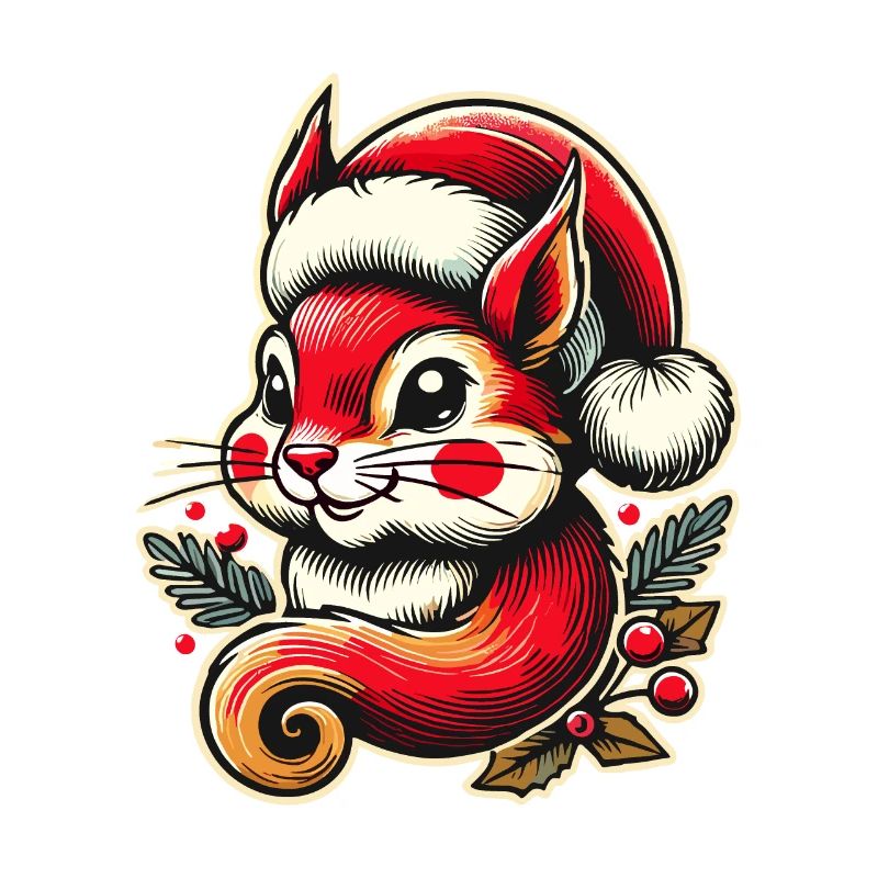 Fröhliches Weihnachts-Eichhörnchen Mit Mütze