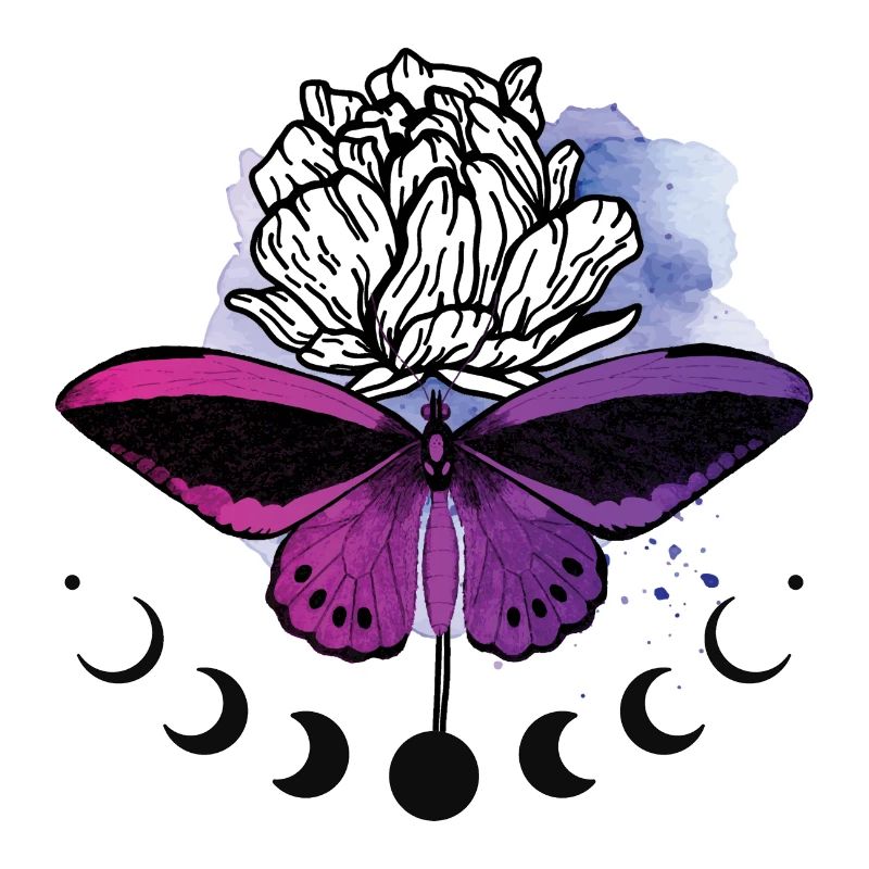Phases de lune Papillon - violet, rose, papillon, fleur