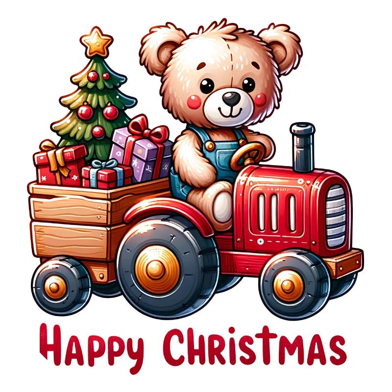 Teddy as Santa Claus with tractor