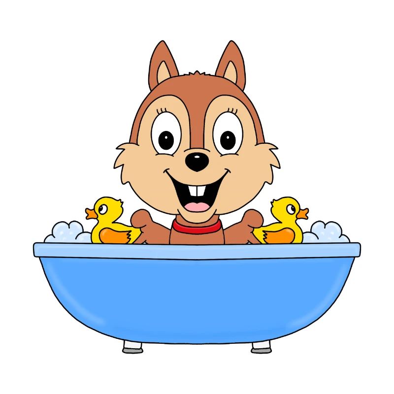 EICHHÖRNCHEN - BADEWANNE - TIER - TIERISCH