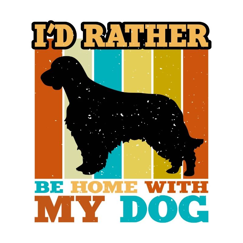 Welsh Springer Spaniel Dog Silhouette Retro Sunset