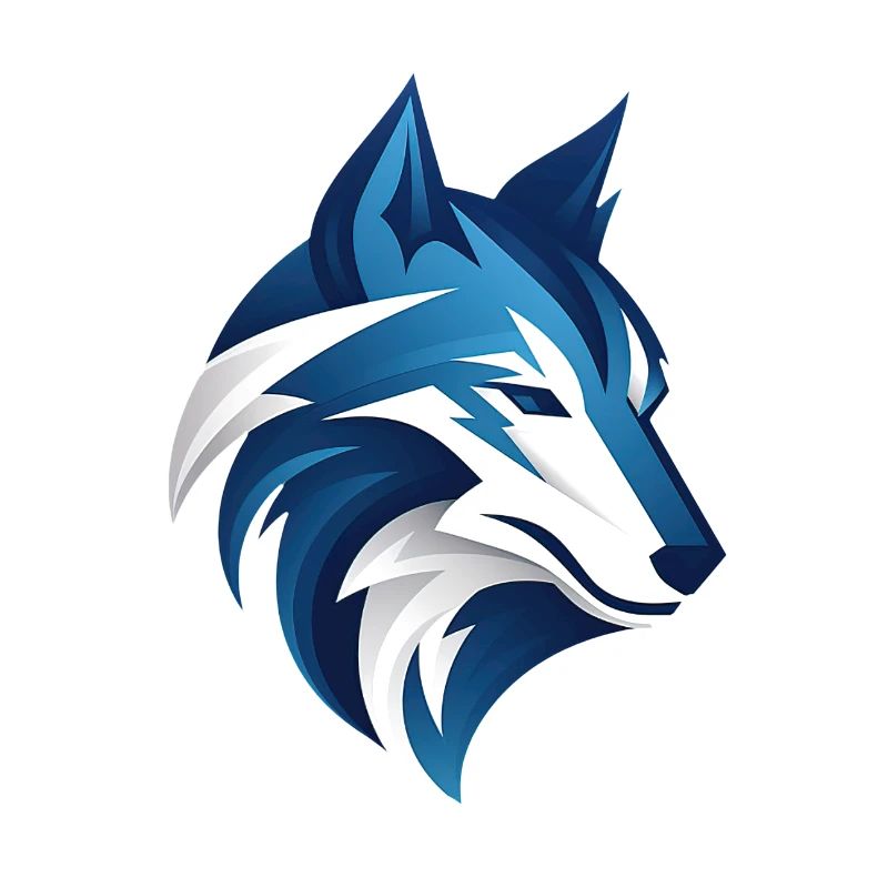 Wolf blue white head illustration cool smart