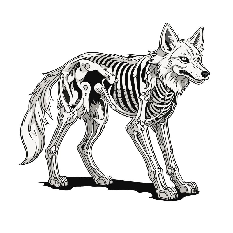 Wolf Skeleton Illustration