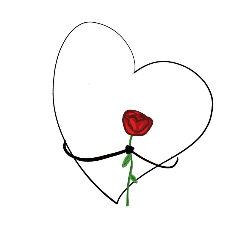 cœur avec amour de fleur de rose