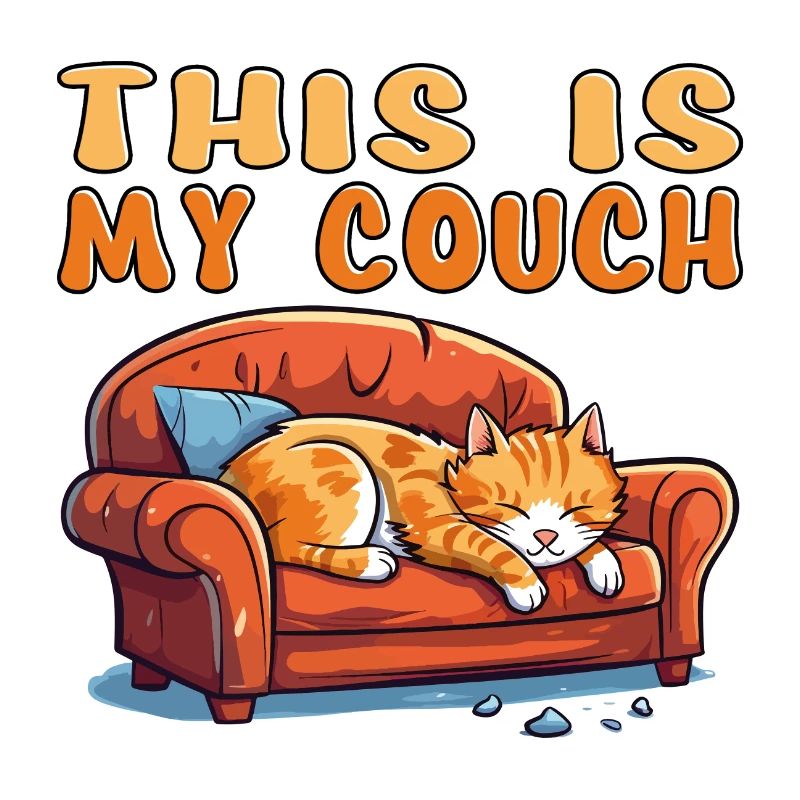 Cat Couch Sofa Funny Humor Typical Cartoon