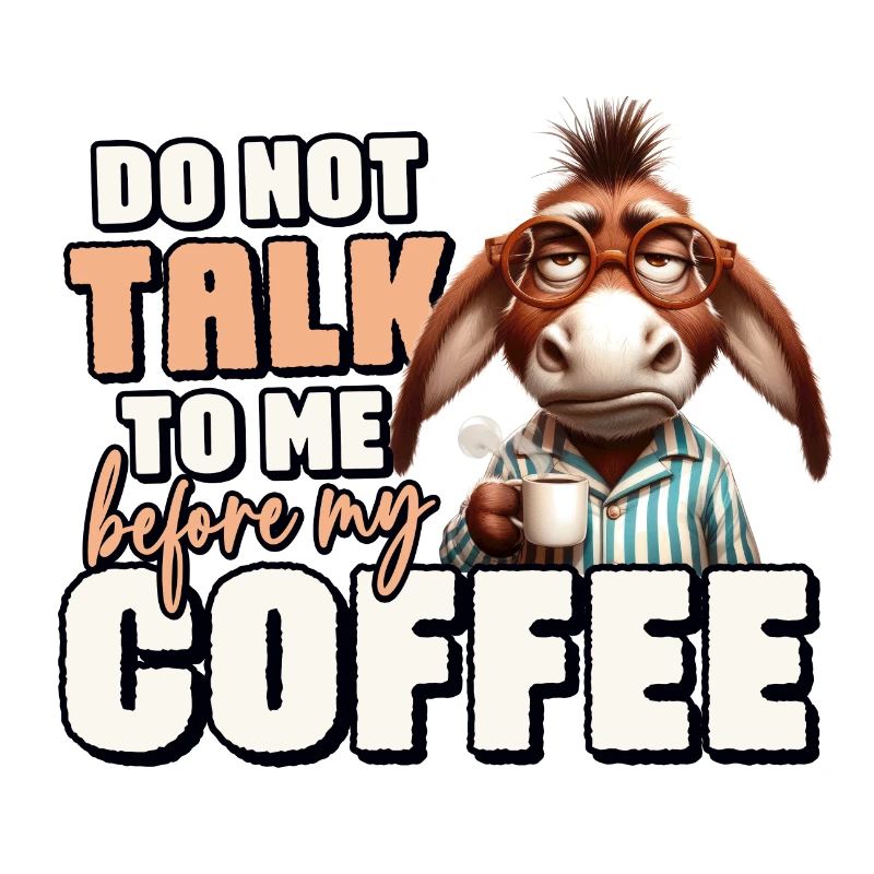 Grumpy donkey with coffee