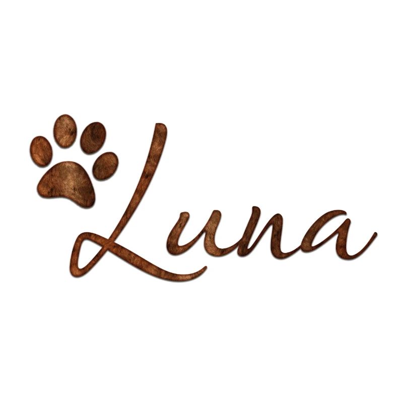 Luna Name Hund Katze Felldesign mit Pfote