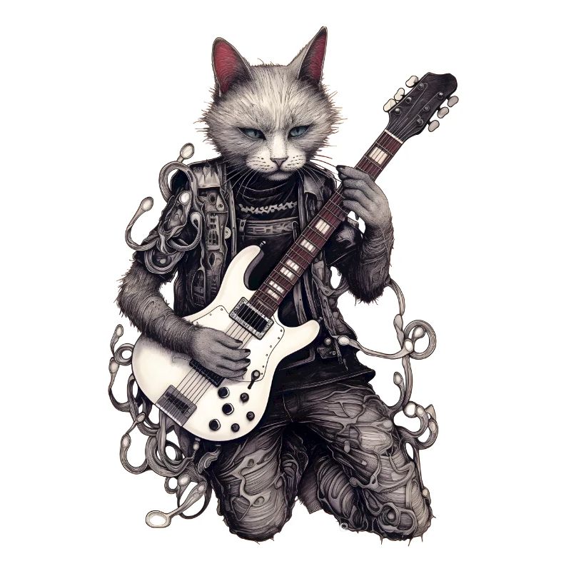Guitar Playing Cat Gothic