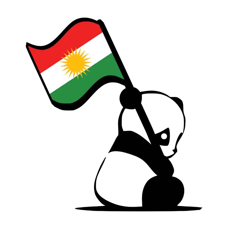 Panda kurde. Panda mignon avec le drapeau du Kurdistan
