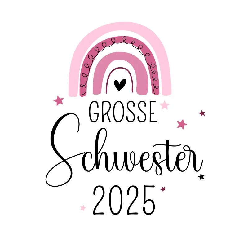 Ich werde große Schwester 2025 Regenbogen Süß