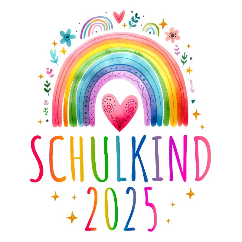 Schulkind 2025 Regenbogen Mädchen Einschulung 2025