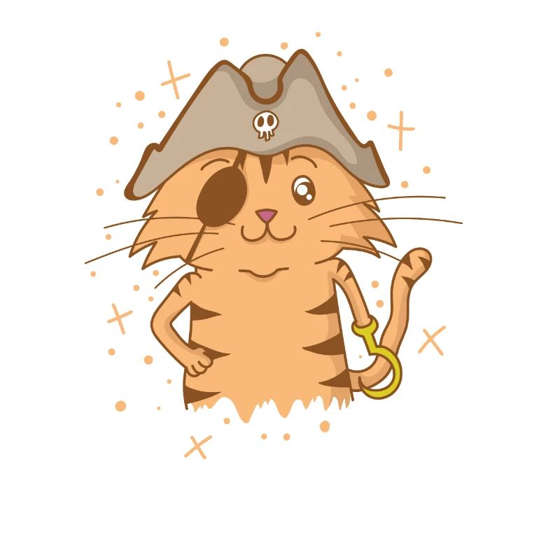 Pirate Cat with Pirate Hat Eye Patch Hook