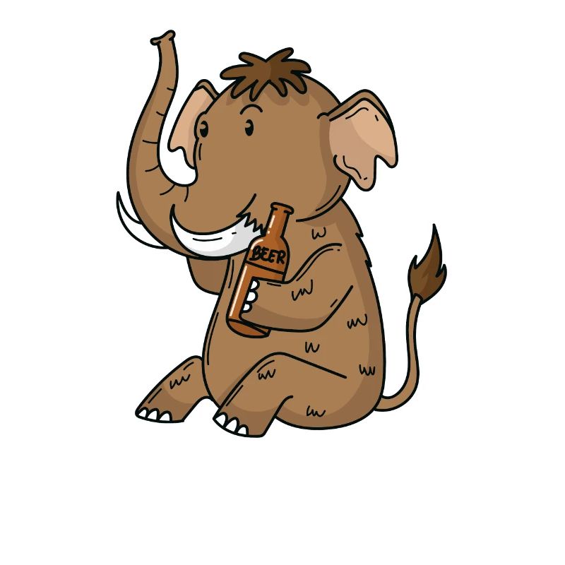 Mammut mit einem Bier