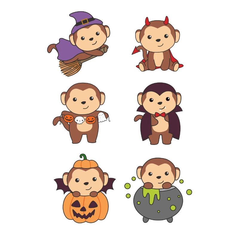 Monkey Halloween Witch Devil Pumpkin Vampire Costume