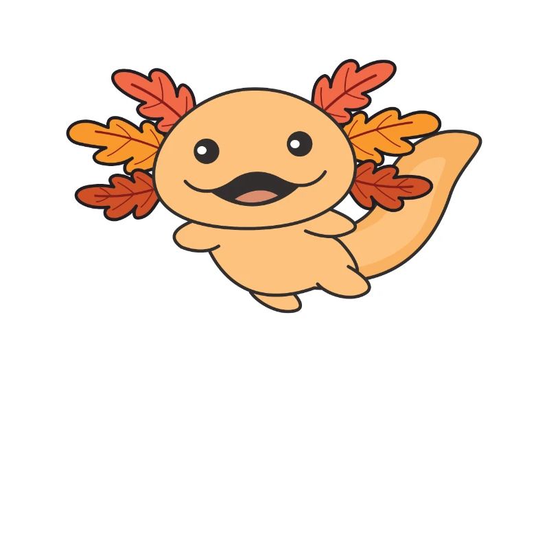 Herbst Axolotl mit Herbstblättern süßes Herbst