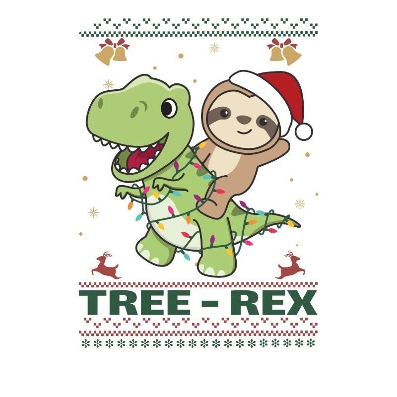 Merry Christmas ugly Christmas Sloth Tree Rex