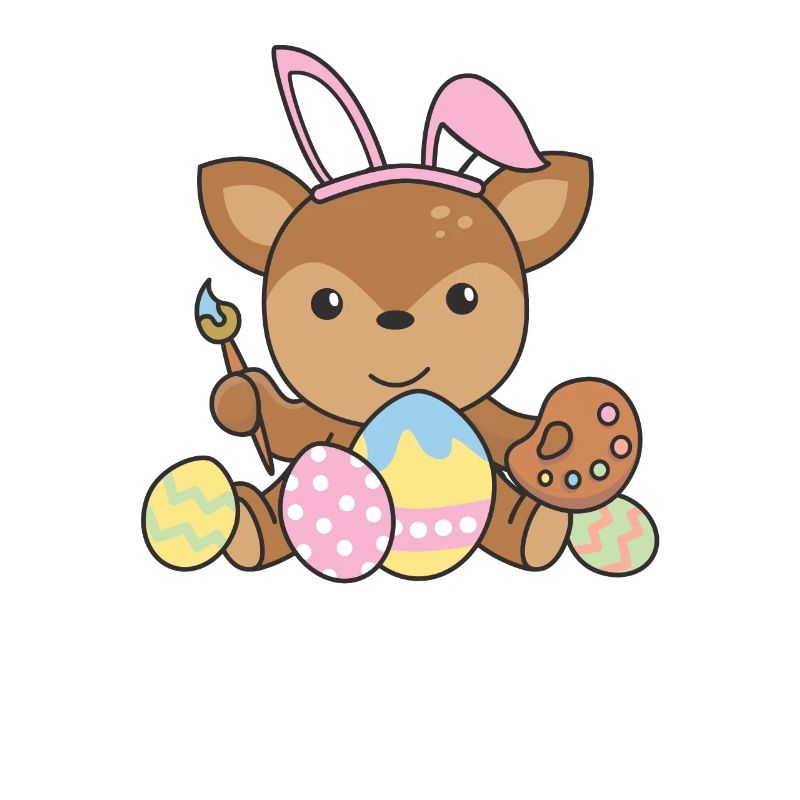 happy easter sweet deer Easter with Easter eggs