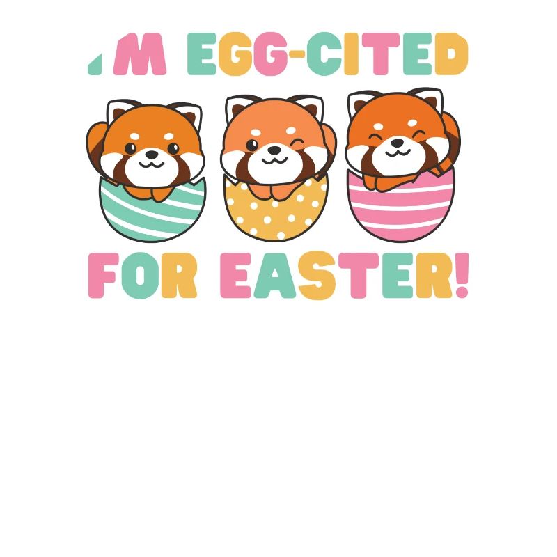 cute red pandas at Easter with Easter eggs red