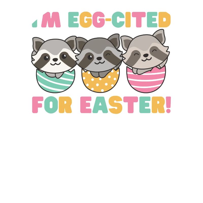 cute raccoons for Easter with Easter eggs raccoon