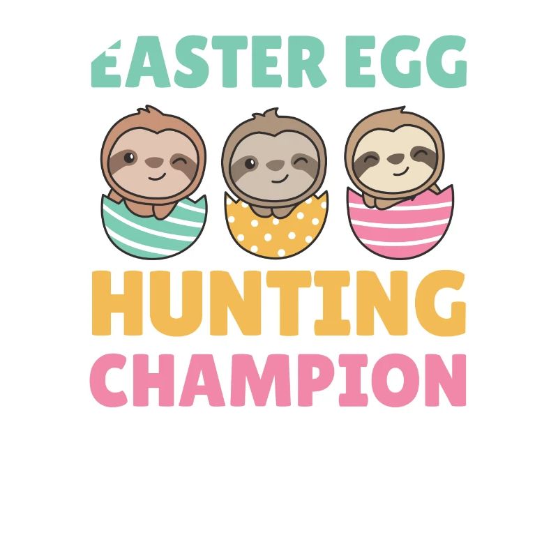 cute sloths at Easter with Easter eggs sloth