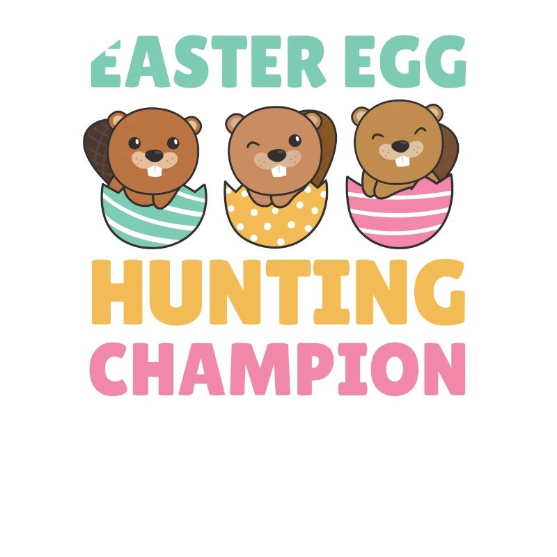 sweet beavers at Easter with Easter eggs beaver
