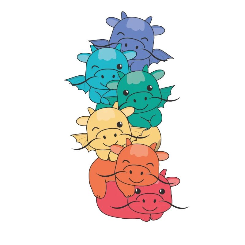 Rainbow Flag Pride LGBTQ Cute Dragon Stack
