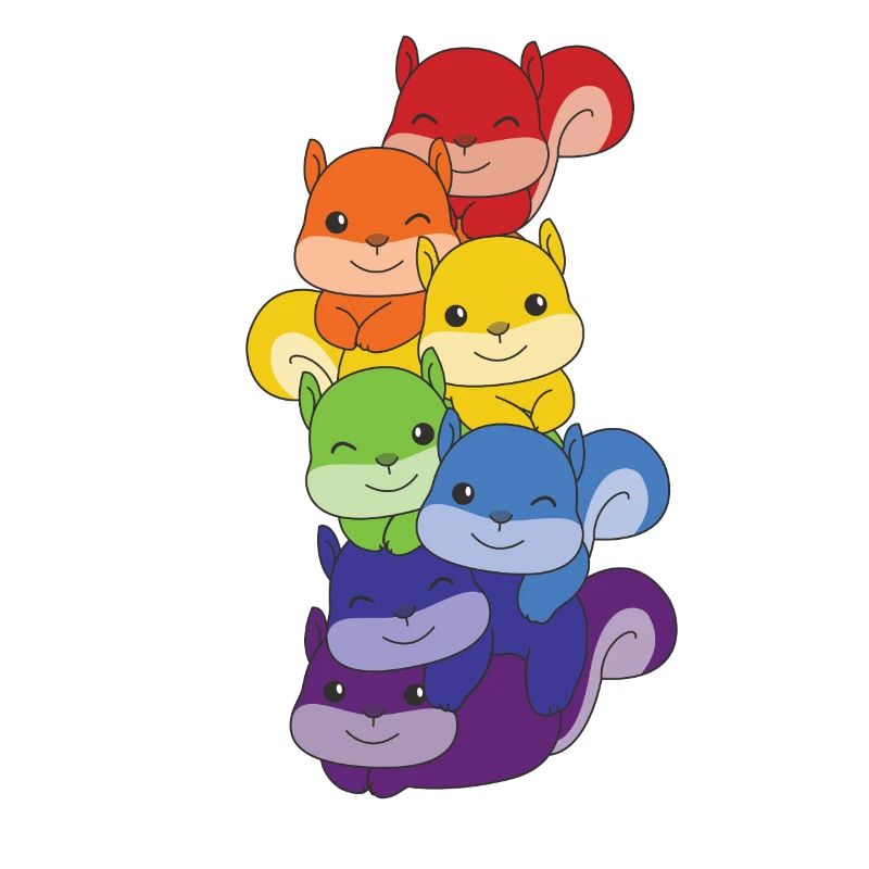 Regenbogen Eichhörnchen süße bunte Eichhörnchen