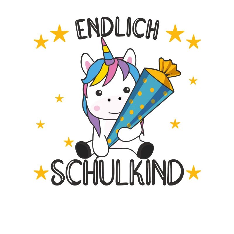 endlich Schulkind Einschulung Schule Einhorn