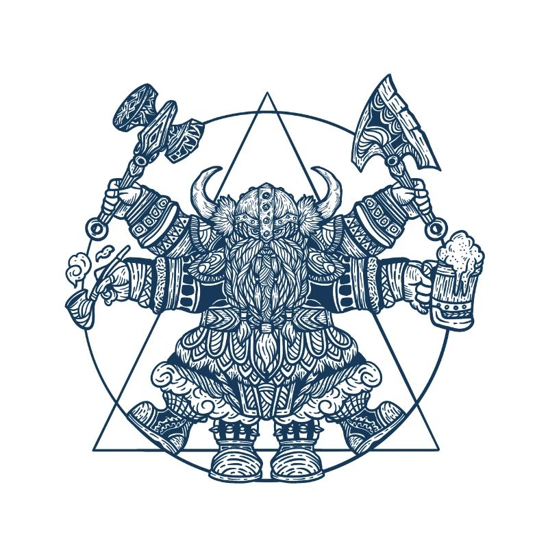 Viking Dwarf - Vitruvian Da Vinci Style