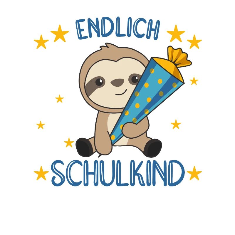 endlich Schulkind Einschulung Schule Faultier
